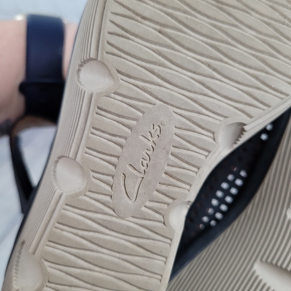 CLARKS | Reedly Salene perforated leather peep toe maryjane wedge heel sandals - Picture 9 of 11